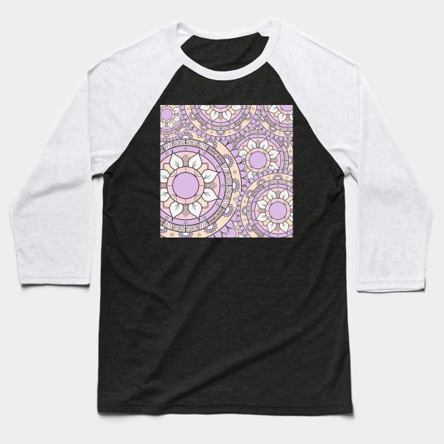 Pastel Color Layered Mandalas Baseball T-Shirt by Peaceful Space AS